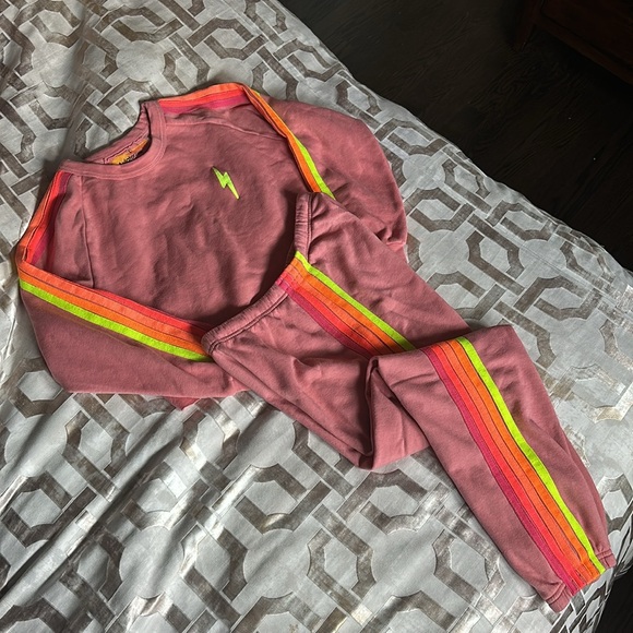 Aviator Nation Neon 5 Stripe Sweatpants in Pink Retired Style XL - Picture 5 of 5